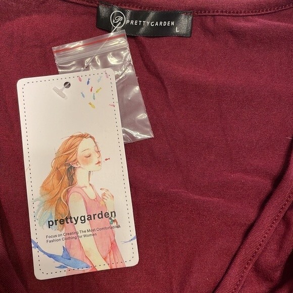 Pretty Garden maroon pant suit romper L NWT - Picture 3 of 3